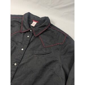 Black Womens Levi Strauss Brown Micofiber Microsuede Western Shirt XL Embroidery